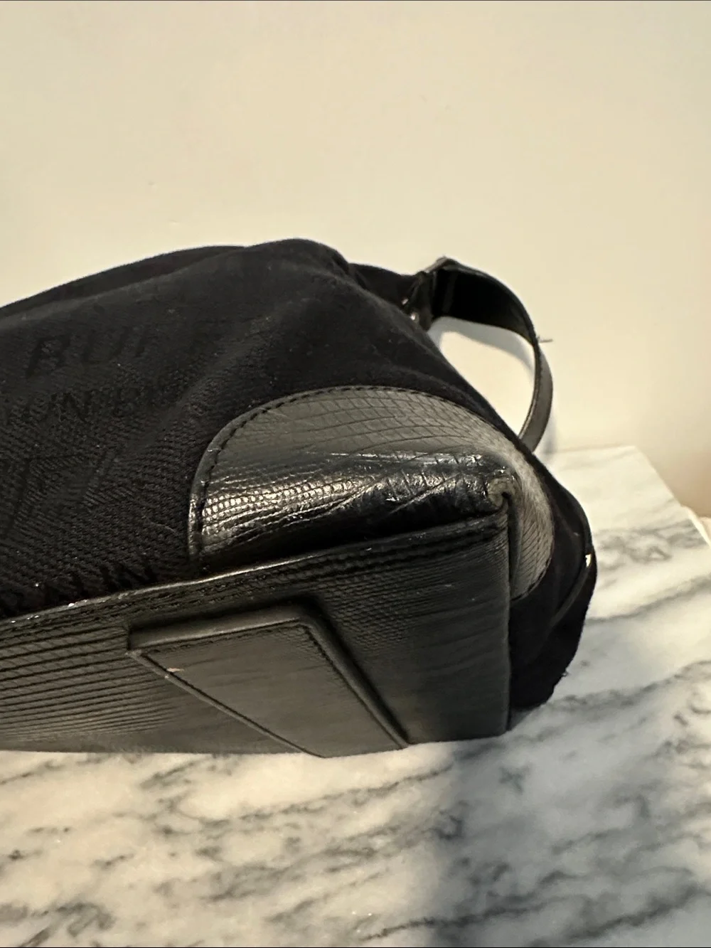 Vintage Braun Buffel Germany Black Monogram Jacquard Boston Bowling Bag lock key